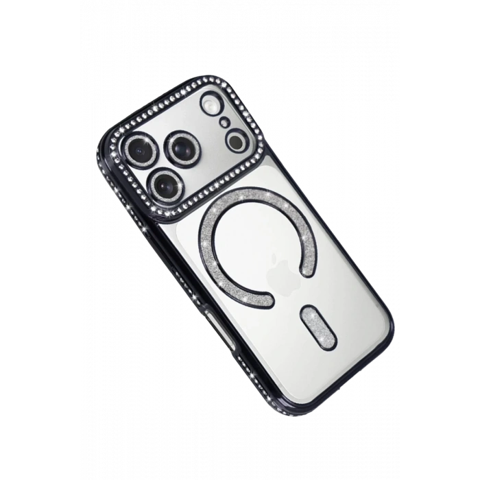 Apple iPhone 17 Pro Max Uyumlu Joke Simli Magneticsafe Kılıf - Siyah
