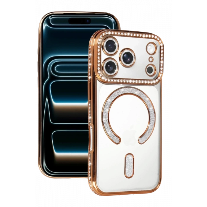 Apple iPhone 17 Pro Max Uyumlu Joke Simli Magneticsafe Kılıf - Turuncu
