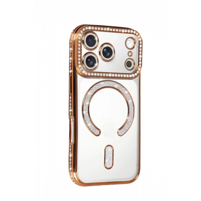 Apple iPhone 17 Pro Max Uyumlu Joke Simli Magneticsafe Kılıf - Turuncu