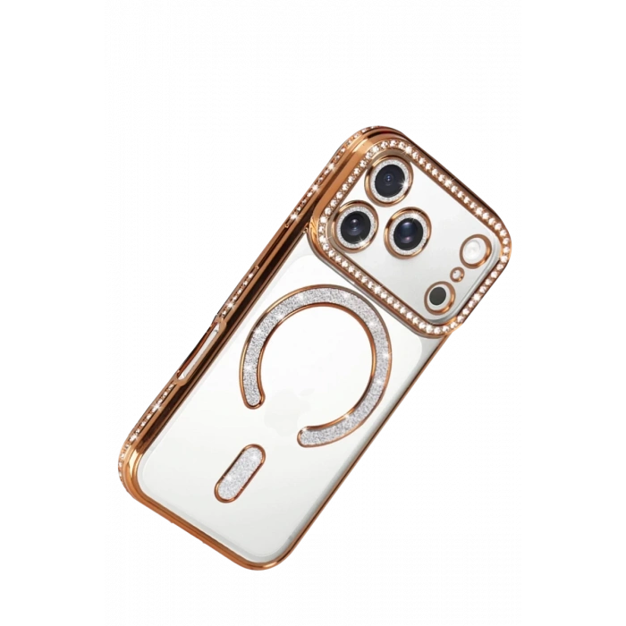 Apple iPhone 17 Pro Max Uyumlu Joke Simli Magneticsafe Kılıf - Turuncu