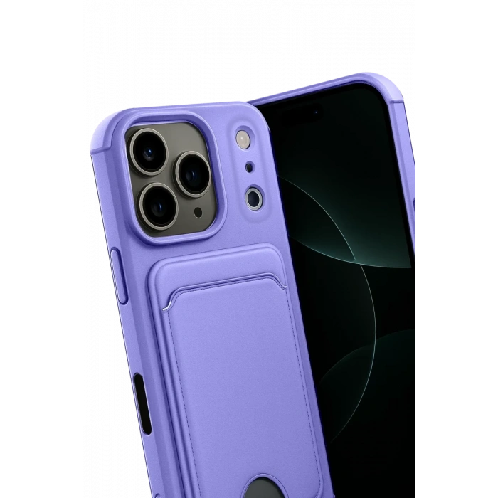 Apple iPhone 17 Pro Max Uyumlu Kelvin Kartvizitli Silikon - Lila