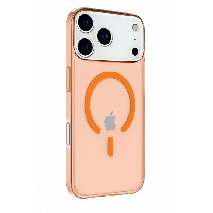 Apple iPhone 17 Pro Max Uyumlu Kılıf Pc Real Magsafe Kapak - Turuncu