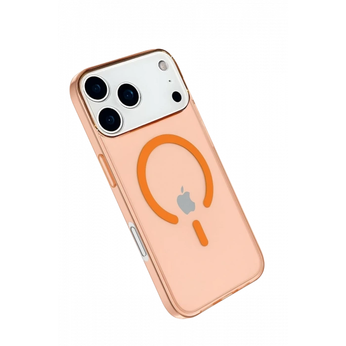 Apple iPhone 17 Pro Max Uyumlu Kılıf Pc Real Magsafe Kapak - Turuncu