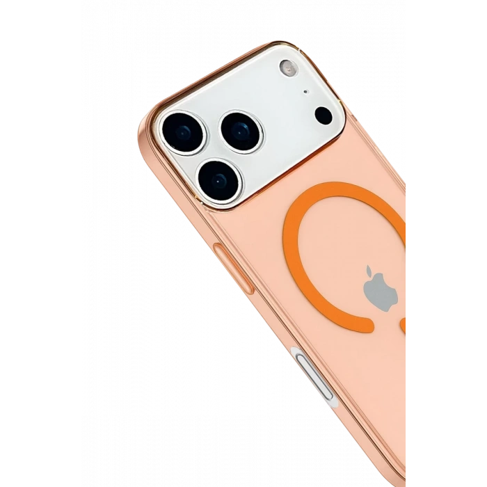 Apple iPhone 17 Pro Max Uyumlu Kılıf Pc Real Magsafe Kapak - Turuncu
