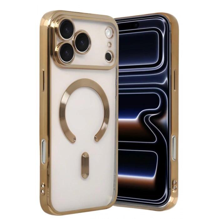 Apple iPhone 17 Pro Max Uyumlu Kross Magneticsafe Kapak - Gold