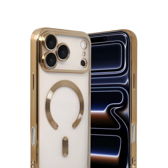 Apple iPhone 17 Pro Max Uyumlu Kross Magneticsafe Kapak - Gold