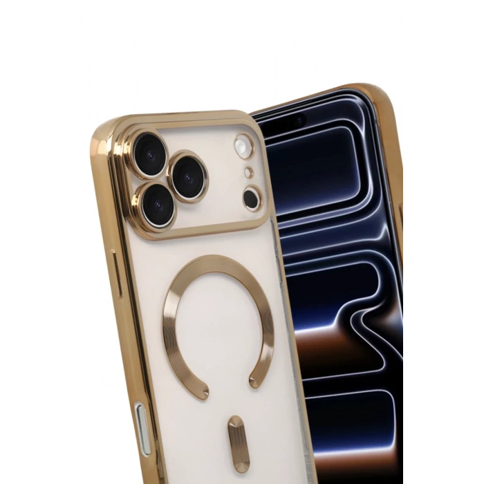 Apple iPhone 17 Pro Max Uyumlu Kross Magneticsafe Kapak - Gold