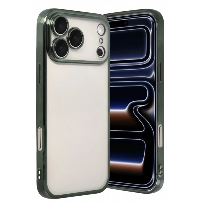 Apple iPhone 17 Pro Max Uyumlu Lensli Silikon - Yeşil
