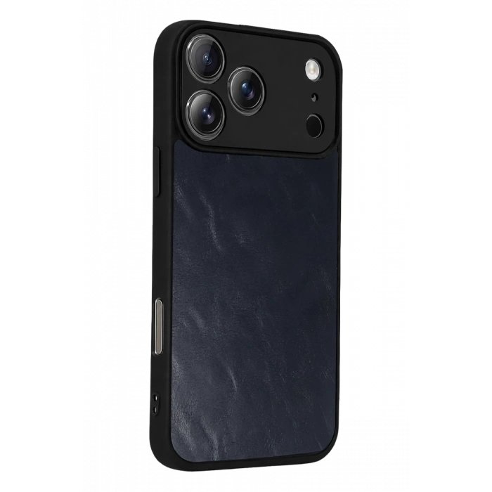 Apple iPhone 17 Pro Uyumlu Aras Deri Kapak - Lacivert