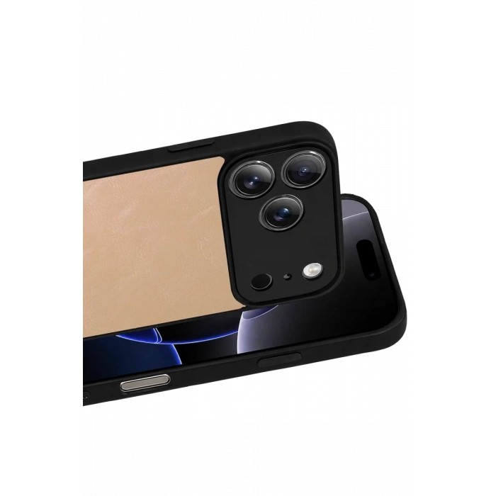 Apple iPhone 17 Pro Uyumlu Aras Deri Kapak - Pudra