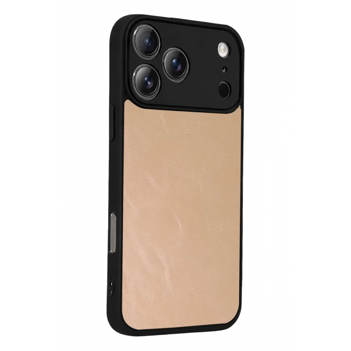 Apple iPhone 17 Pro Uyumlu Aras Deri Kapak - Pudra