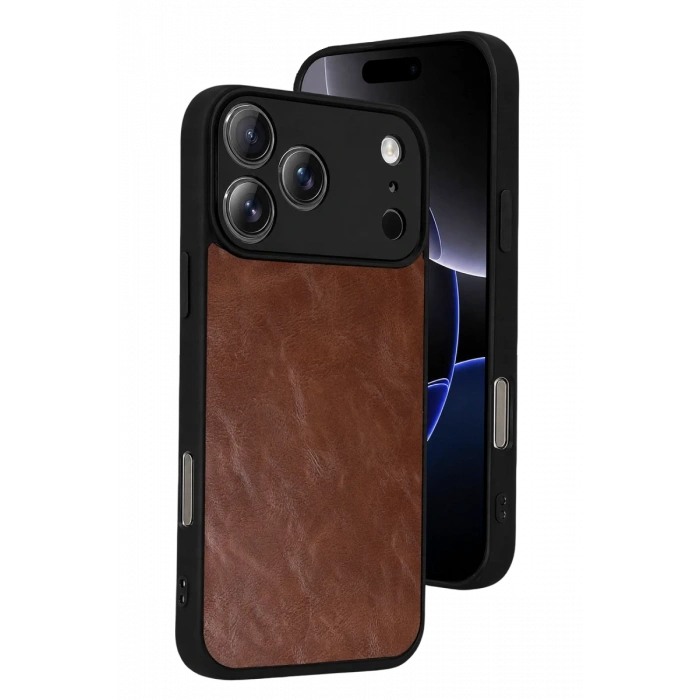 Apple iPhone 17 Pro Uyumlu Aras Deri Kapak - Taba