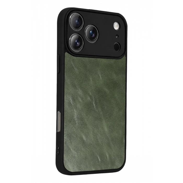 Apple iPhone 17 Pro Uyumlu Aras Deri Kapak - Yeşil