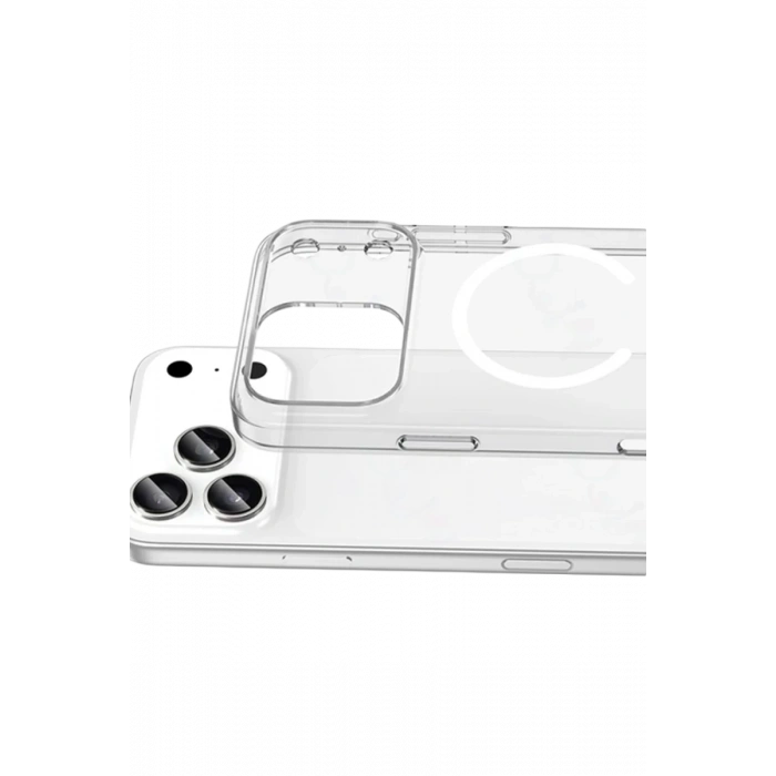 Apple iPhone 17 Pro Uyumlu Combo Sert Şeffaf Magsafe Kapak - Şeffaf