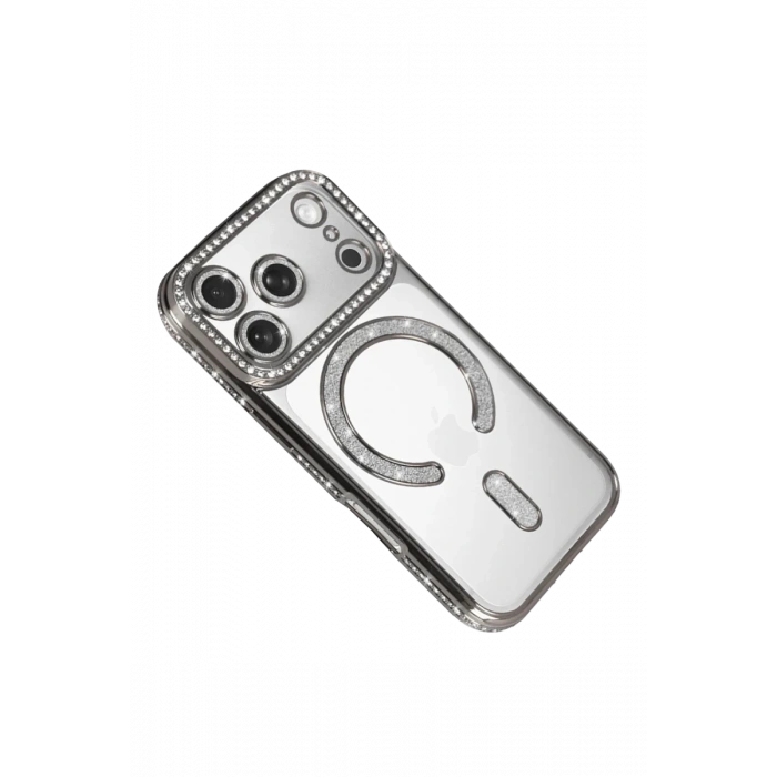 Apple iPhone 17 Pro Uyumlu Joke Simli Magneticsafe Kılıf - Gümüş