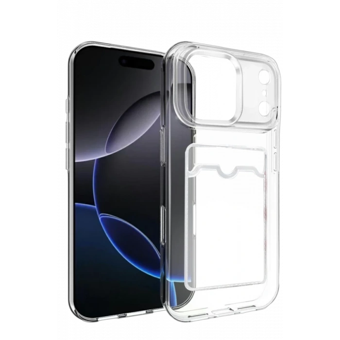 Apple iPhone 17 Pro Uyumlu Kart Şeffaf Silikon - Şeffaf
