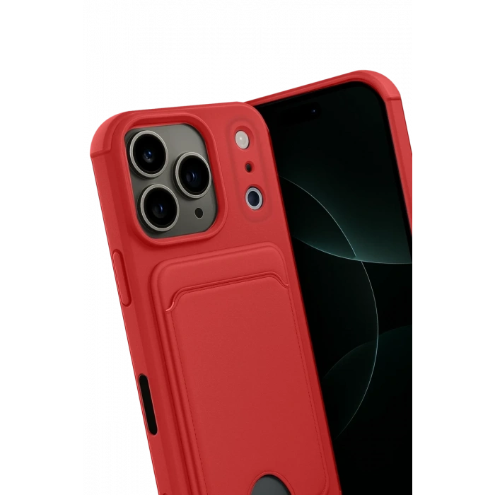 Apple iPhone 17 Pro Uyumlu Kelvin Kartvizitli Silikon - Kırmızı