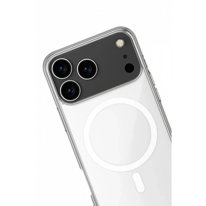 Apple iPhone 17 Pro Uyumlu Kılıf Magneticsafe Şeffaf Silikon - Şeffaf