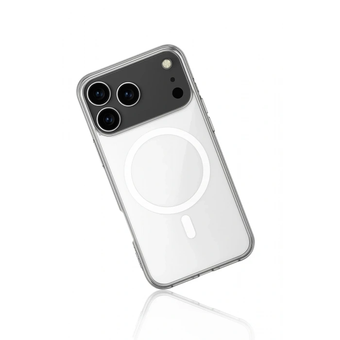 Apple iPhone 17 Pro Uyumlu Kılıf Magneticsafe Şeffaf Silikon - Şeffaf