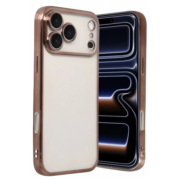 Apple iPhone 17 Pro Uyumlu Lensli Silikon - Çöl Titanyum