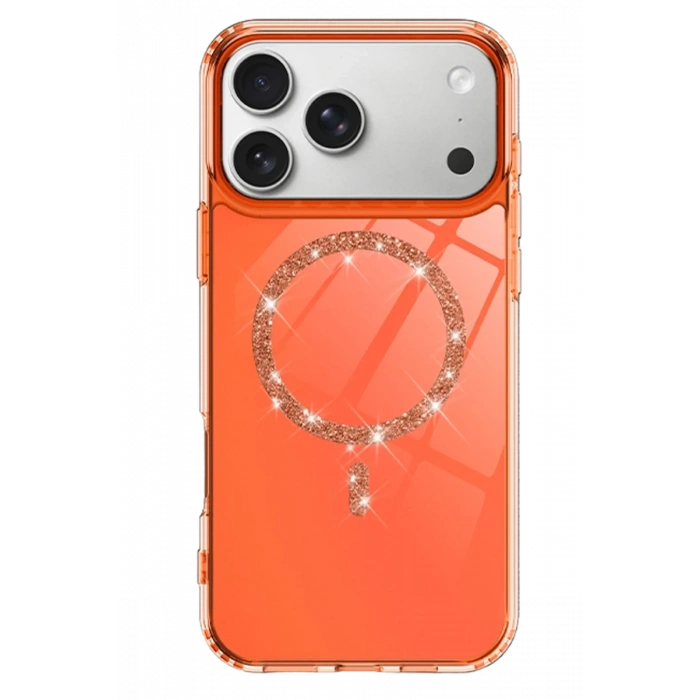 Apple iPhone 17 Pro Uyumlu Live Diamond Magsafe Kapak - Turuncu