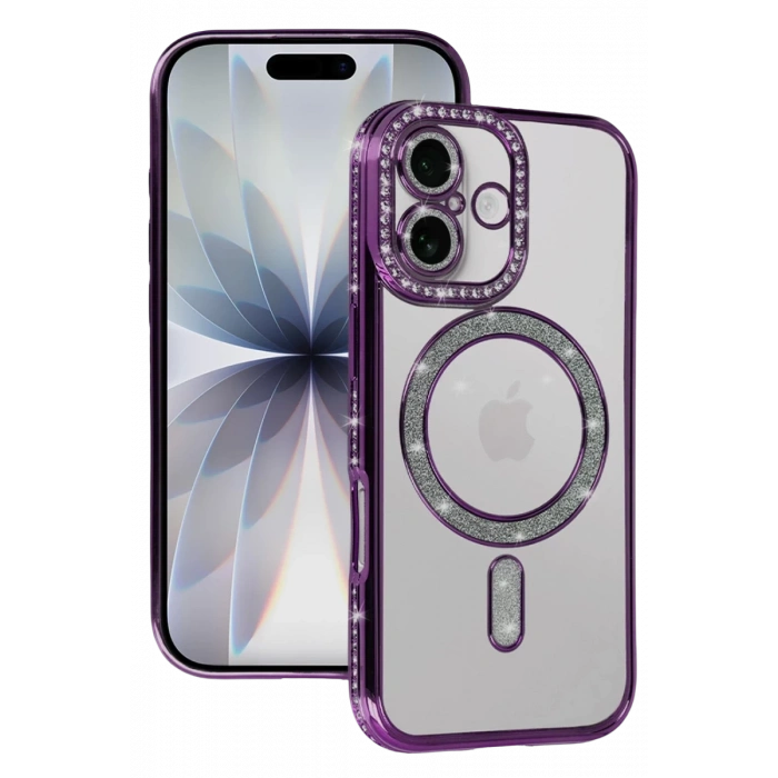 Apple iPhone 17 Uyumlu Joke Simli Magneticsafe Kılıf - Derin Mor