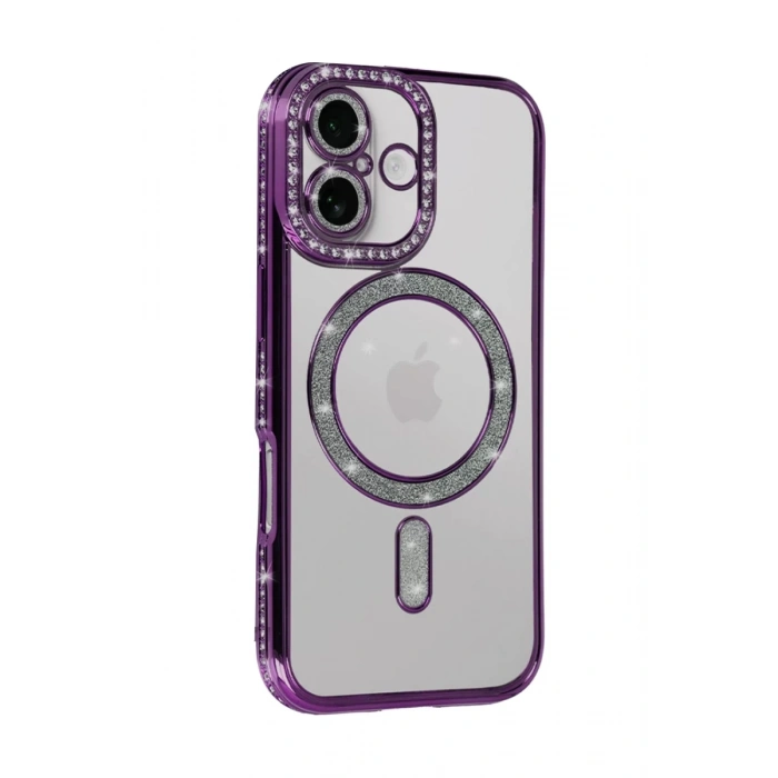 Apple iPhone 17 Uyumlu Joke Simli Magneticsafe Kılıf - Derin Mor