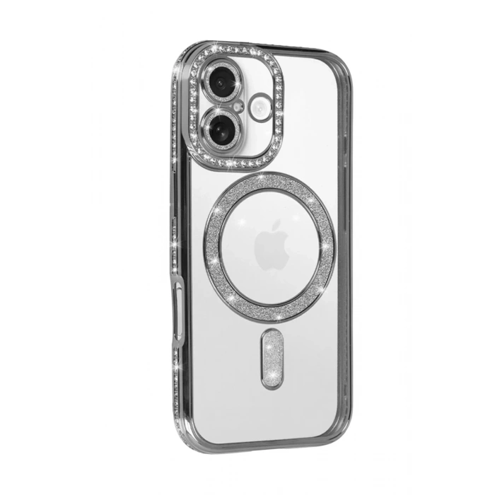 Apple iPhone 17 Uyumlu Joke Simli Magneticsafe Kılıf - Gümüş