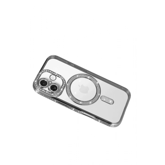 Apple iPhone 17 Uyumlu Joke Simli Magneticsafe Kılıf - Gümüş