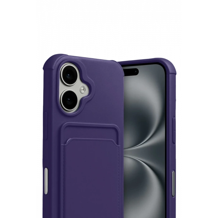 Apple iPhone 17 Uyumlu Kelvin Kartvizitli Silikon - Derin Mor