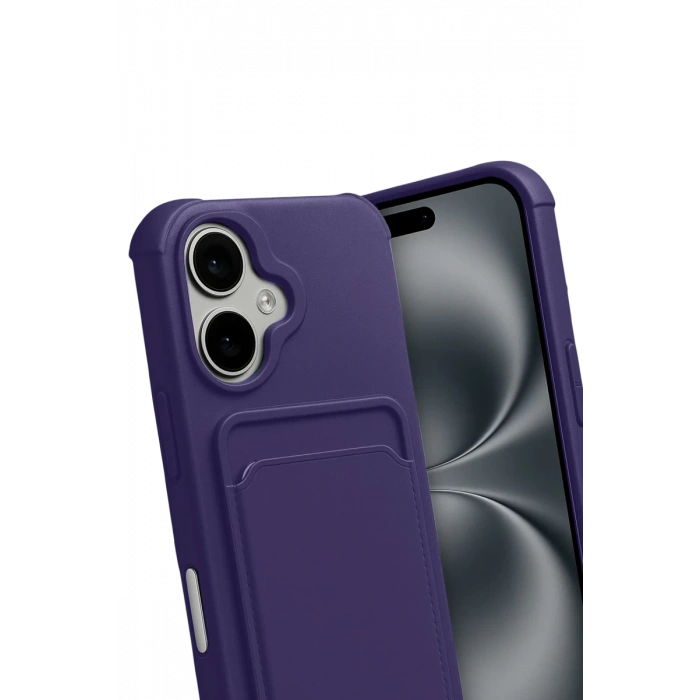 Apple iPhone 17 Uyumlu Kelvin Kartvizitli Silikon - Derin Mor