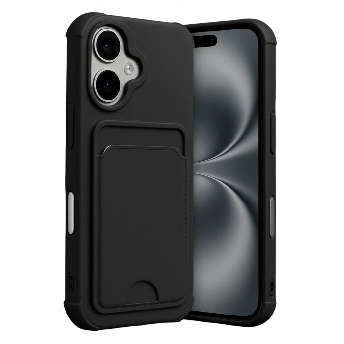 Apple iPhone 17 Uyumlu Kelvin Kartvizitli Silikon - Siyah