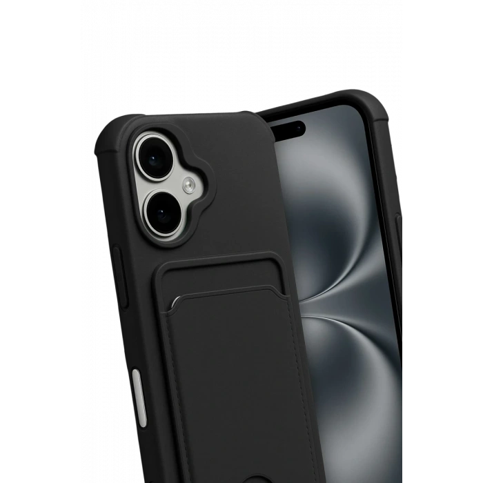 Apple iPhone 17 Uyumlu Kelvin Kartvizitli Silikon - Siyah