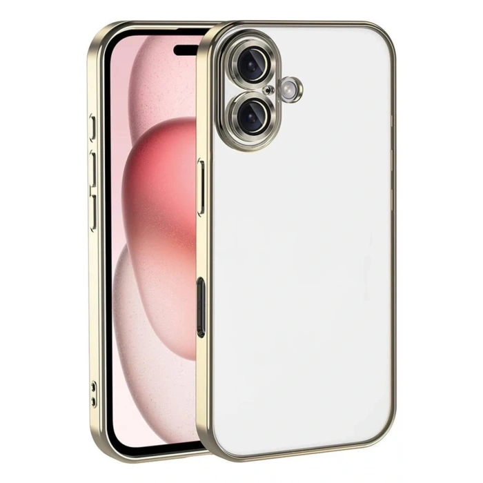 Apple iPhone 17 Uyumlu Lensli Silikon - Gold