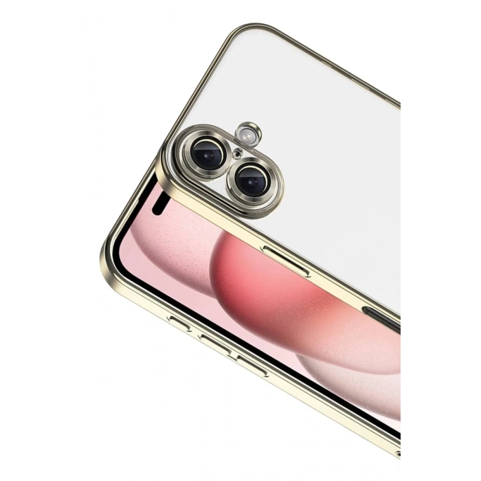 Apple iPhone 17 Uyumlu Lensli Silikon - Gold