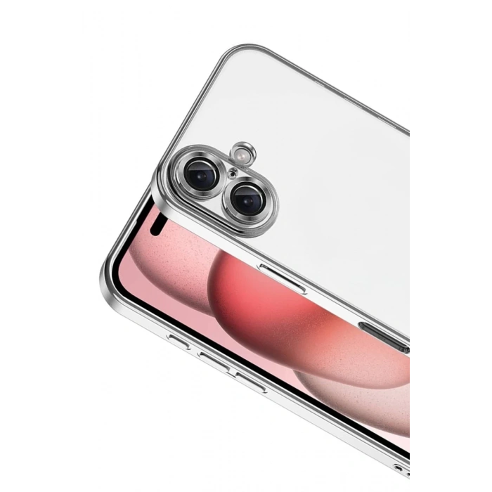 Apple iPhone 17 Uyumlu Lensli Silikon - Gümüş