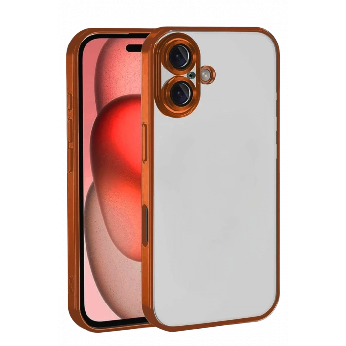 Apple iPhone 17 Uyumlu Lensli Silikon - Turuncu