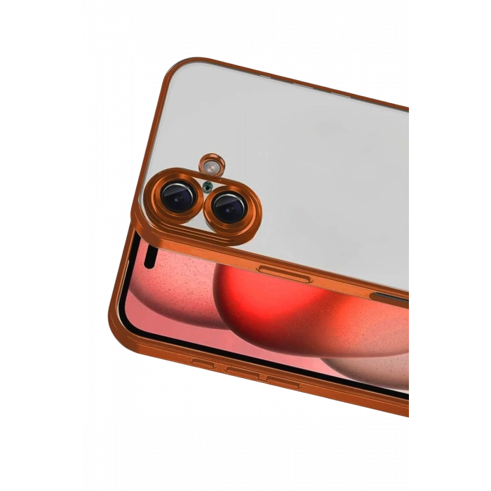 Apple iPhone 17 Uyumlu Lensli Silikon - Turuncu