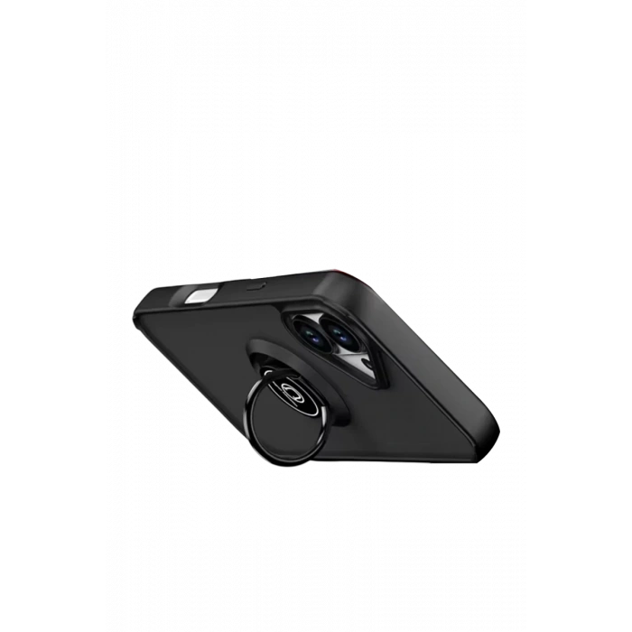 Apple iPhone 17 Uyumlu Montreal Yüzüklü Silikon Kapak - Siyah