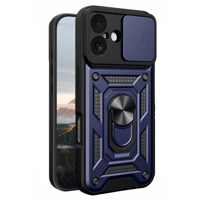 Apple iPhone 17 Uyumlu Pars Lens Yüzüklü Silikon - Lacivert