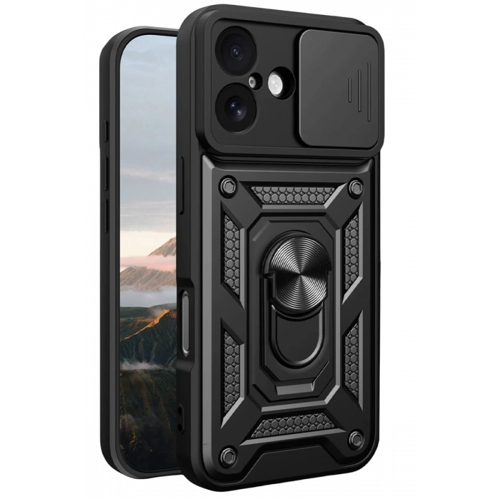 Apple iPhone 17 Uyumlu Pars Lens Yüzüklü Silikon - Siyah