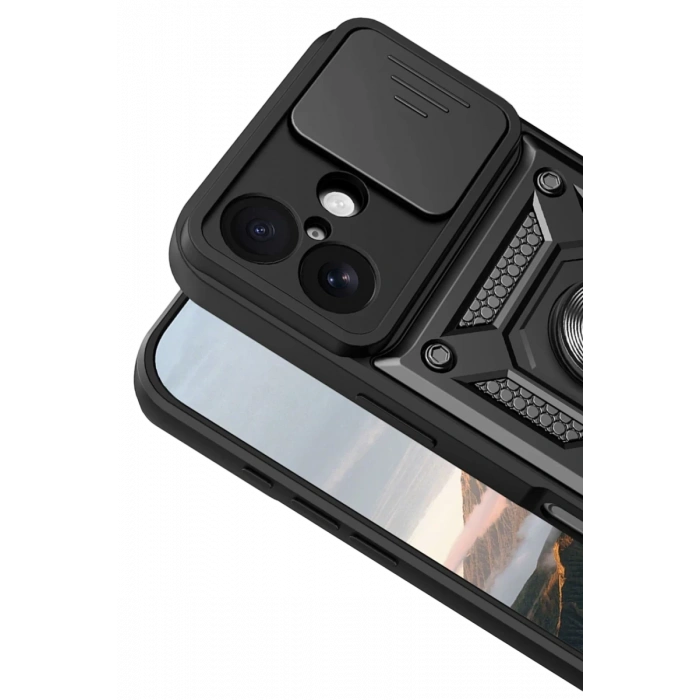 Apple iPhone 17 Uyumlu Pars Lens Yüzüklü Silikon - Siyah