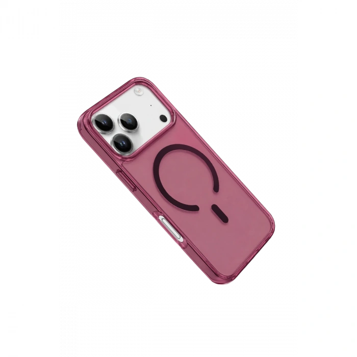 Apple iPhone 18 Pro Max Uyumlu/17 Pro Max Kılıf Pc Real Magsafe Kapak - Bordo