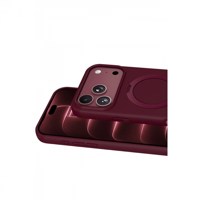 Apple iPhone 18 Pro Max Uyumlu Regal Magsafe Standlı Kapak - Bordo
