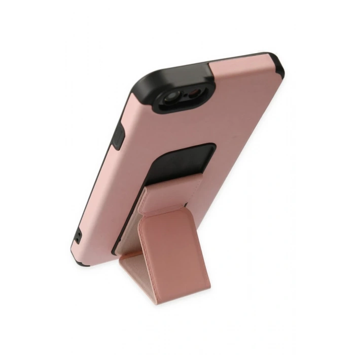 Apple iPhone 6 Uyumlu Kılıf Mega Standlı Silikon - Pudra