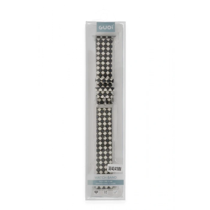 Apple Watch 38mm Uyumlu Karo Motif Kordon - Siyah