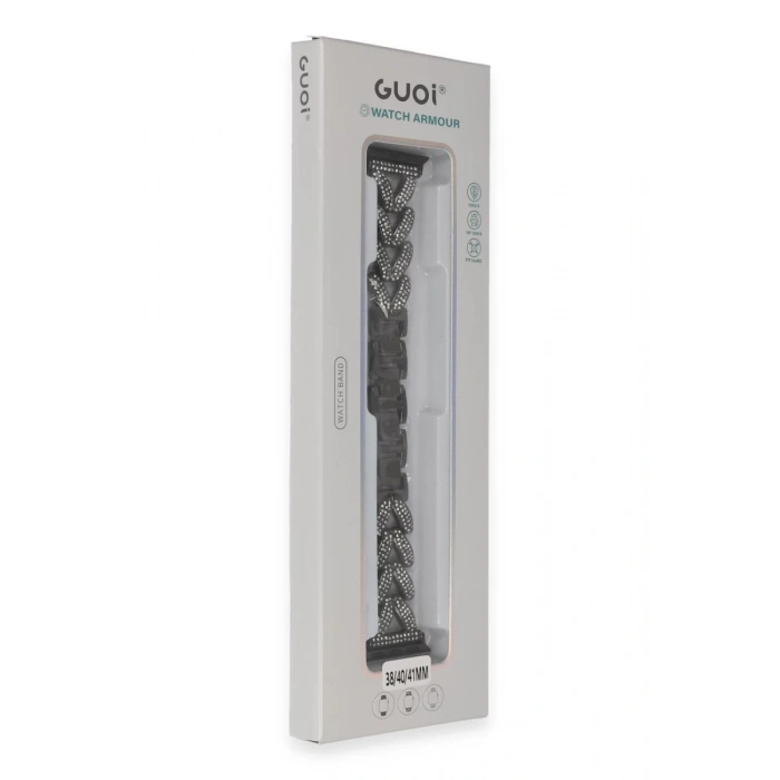 Apple Watch 38mm Uyumlu Node Taşlı Kordon - Siyah