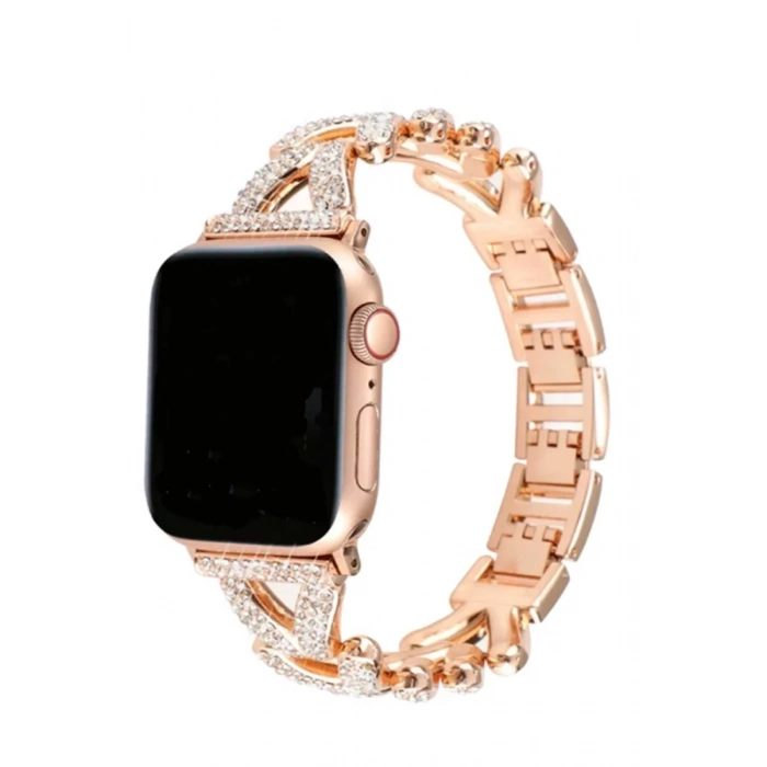 Apple Watch 38mm Uyumlu Node Taşlı Kordon - Siyah