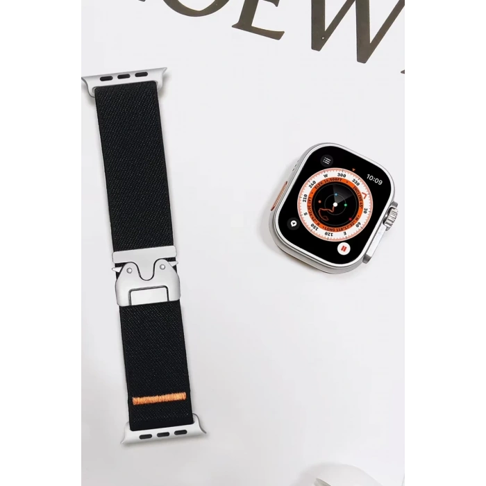 Apple Watch 42mm Uyumlu Forest Kumaş Kordon - Siyah