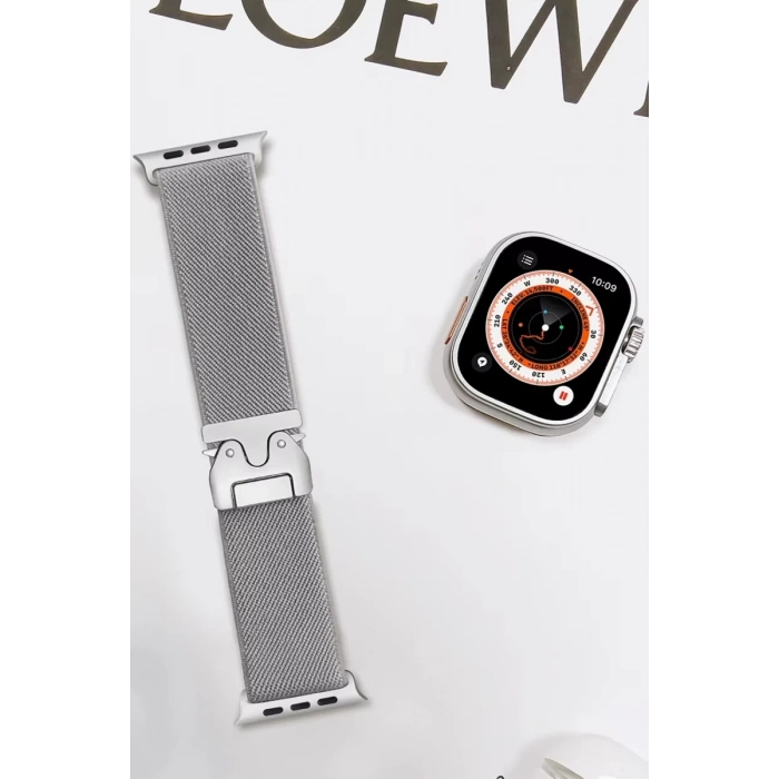 Apple Watch 42mm Uyumlu Forest Kumaş Kordon - Titan Gri